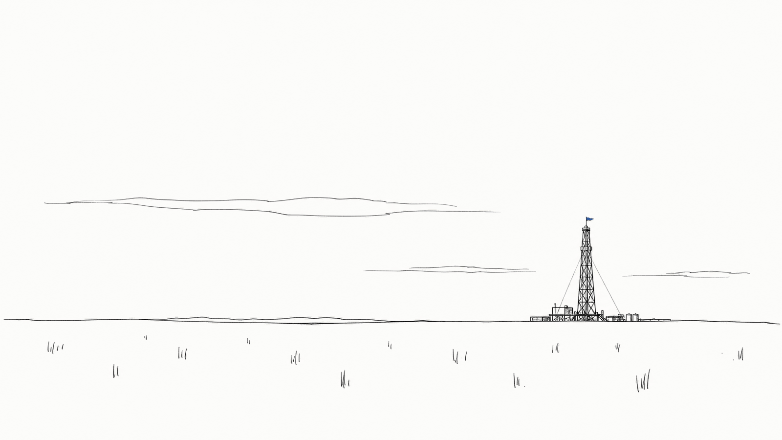 A drilling rig on the prairie horizon